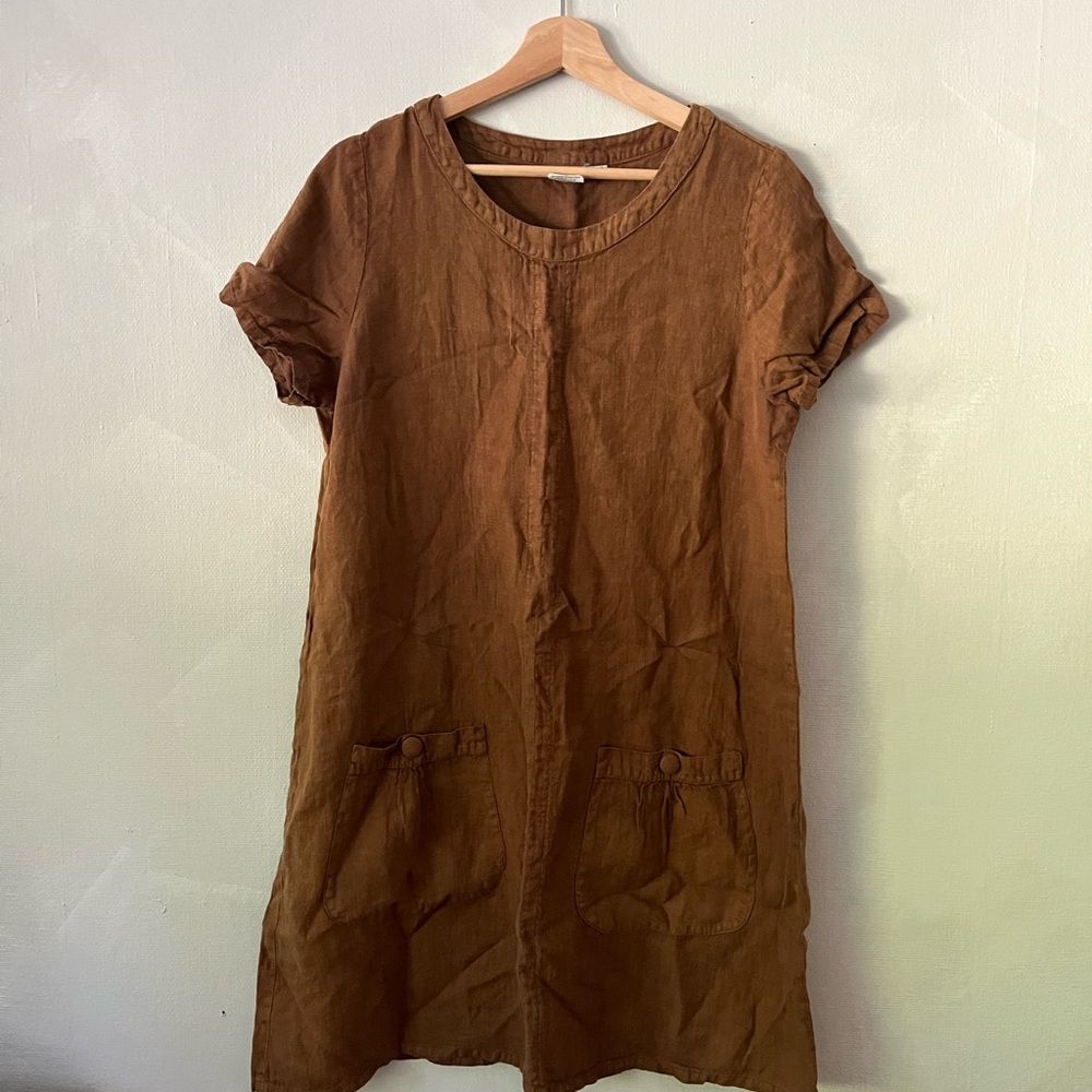 Vintage Brown Linen Dress